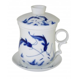 Mug à thé en porcelaine avec couvercle et infuseur 310 ml