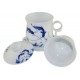 Ce mug à thé en porcelaine de Jingdezhen est composé de quatre pièces