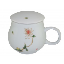 Mug à thé en porcelaine avec couvercle et infuseur 320 ml