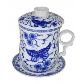 Mug à thé en porcelaine chinoise avec couvercle et infuseur 310 ml