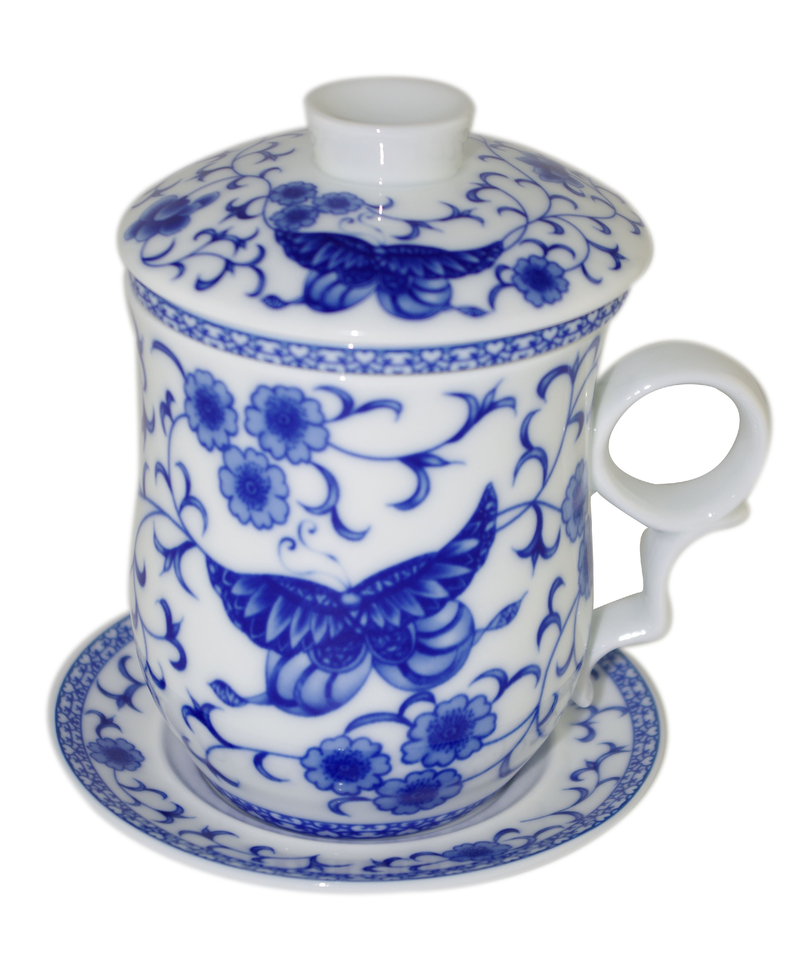 Mug à thé en porcelaine chinoise avec couvercle et infuseur 310 ml