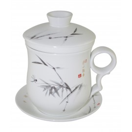 Mug à thé en porcelaine satinée avec couvercle et infuseur 310 ml