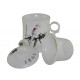 Mug à thé en porcelaine avec couvercle et infuseur doté de nombreux petits trous,
