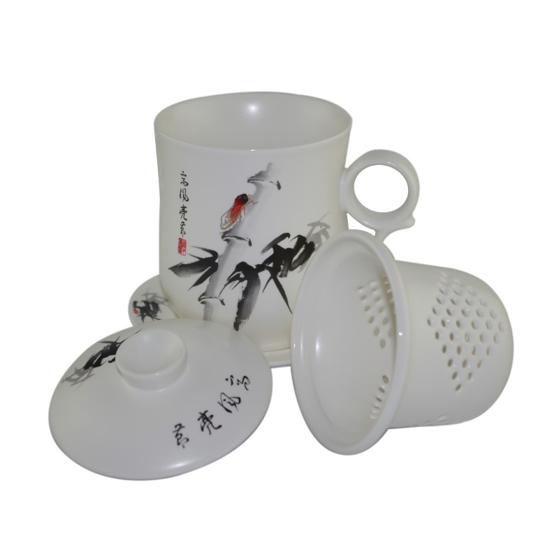 Moon Deer Tasse à thé en céramique avec infuseur et couvercle