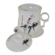 Mug à thé en porcelaine avec couvercle et infuseur 310 ml, idéal pour facilement préparer un thé à la maison ou au bureau