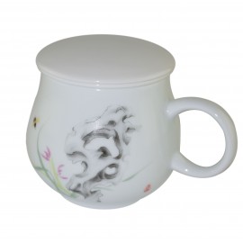Mug à thé en porcelaine avec couvercle et infuseur 315 ml