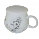 Mug à thé en porcelaine avec couvercle et infuseur 320 ml décoré d'une décalcomanie vitrifiée