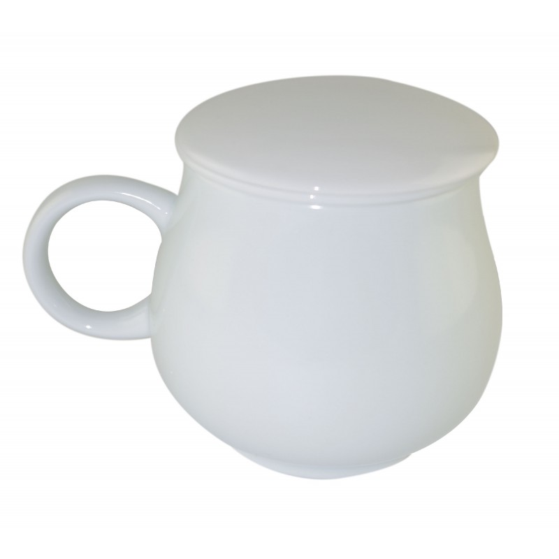 Mug Infuseur en Porcelaine avec Filtre et Couvercle Mandala Doré 400ml