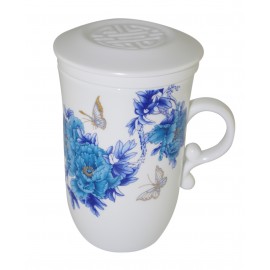 Tasse à thé en porcelaine de Jingdezhen avec infuseur et couvercle 250 ml