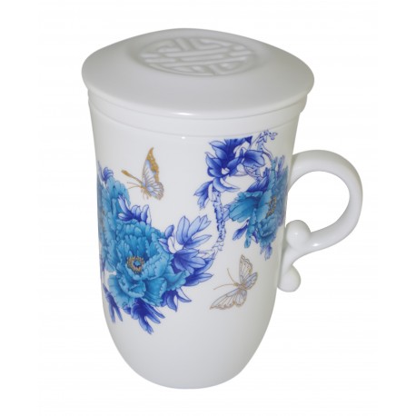 Tasse à thé en porcelaine de Jingdezhen avec infuseur et couvercle 250 ml