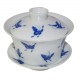 Gaiwan en porcelaine blanche, décoré de papillons bleus 150 ml