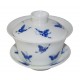 Gaiwan en porcelaine blanche, décoré de papillons bleus 150 ml